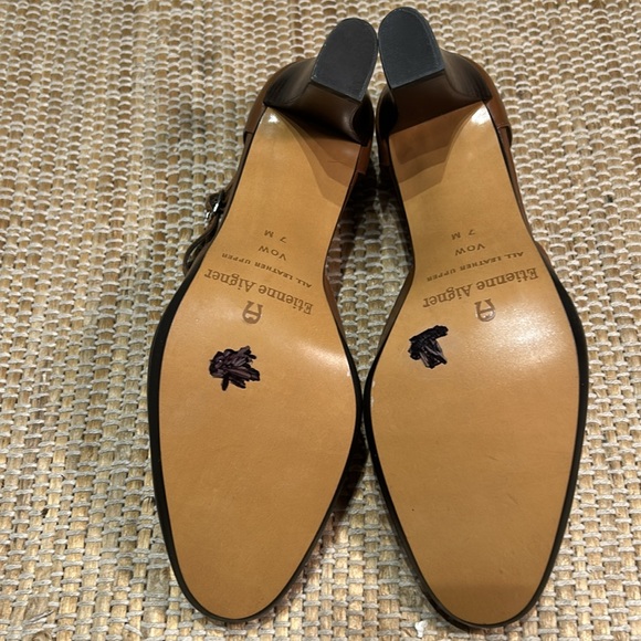 NWOT ETIENNE AIGNER s7 brwn leather heels Cute cut out detail at ankle strap - Picture 7 of 7